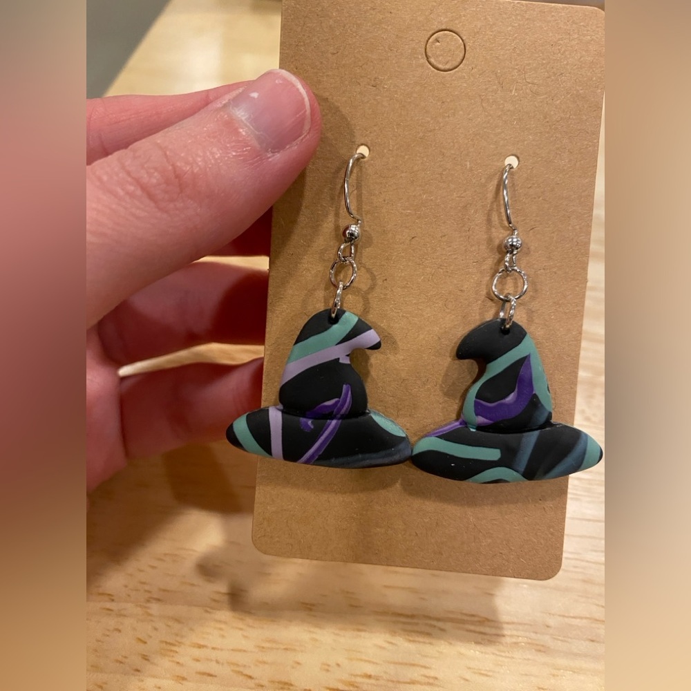 Supercute Polymer Clay Witch Hat Earrings